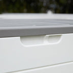 TARKARI Premium Pro Edition 100 Gallon Lockable Resin Deck Box, Waterproof & UV-Resistant Outdoor Storage Box for Outdoor Cushion Storage, Garden Tools & Pool Accessories Storage, White