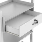 Paddie Salon Trolley Cart, Wooden Mobile Utility Cabinet Lab Cart with 1 Drawer 2 Trays, Rolling Storage Station Beauty Salon Rolling Trolley for Beauty Spa (White)