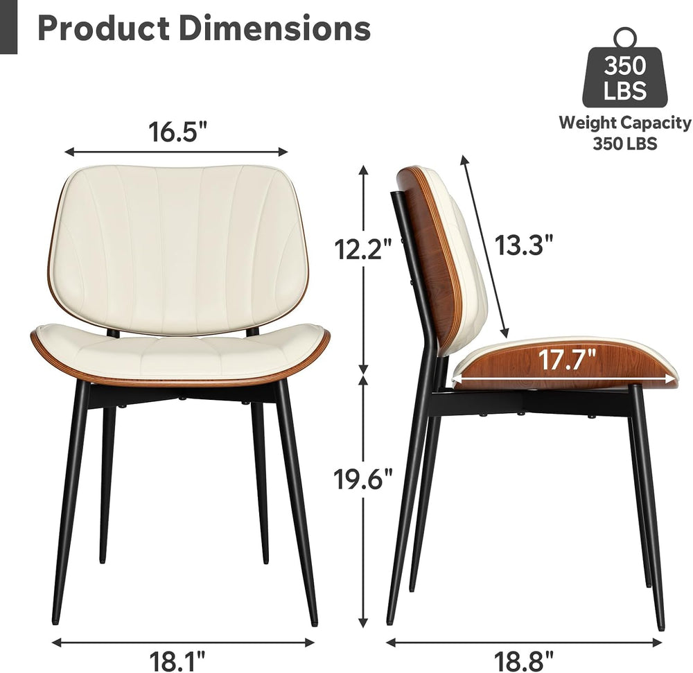 Dining Chairs Set of 2, Mid Century Modern Dining Room Chairs, Upholstered Fa...