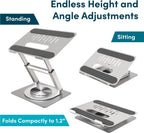 Lifelong 360 Rotating Ergonomic Laptop Stand for Desk, Laptop Riser with Swivel Base, Adjustable Computer Stand for 10-17" MacBook Pro & All Laptops- Portable Standing Desk Converter- Height 16"