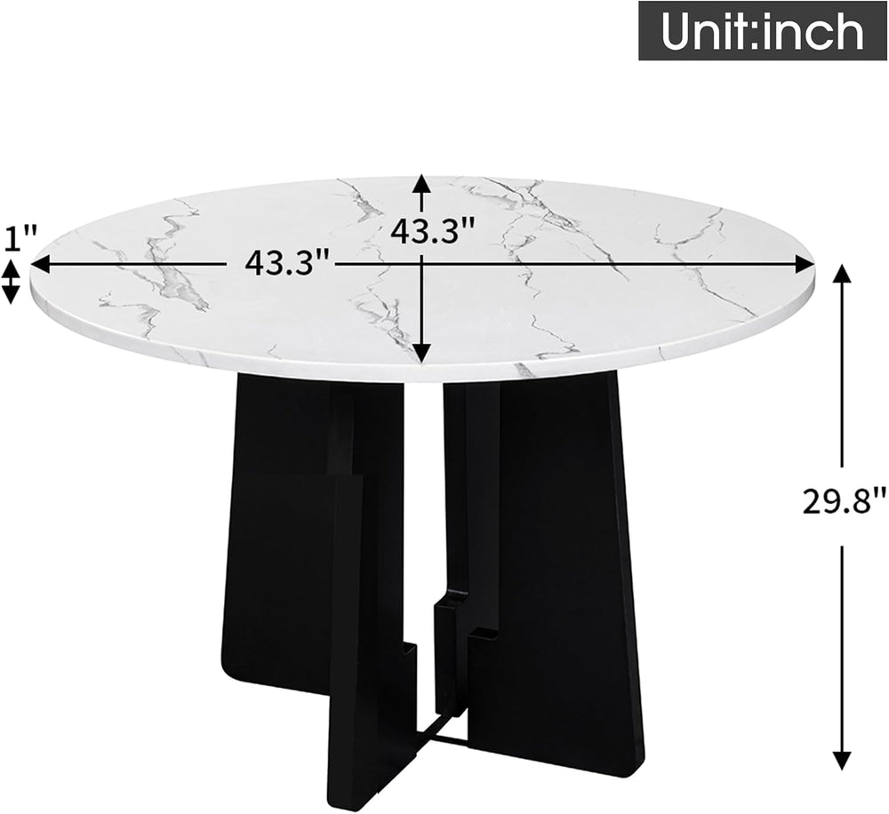 Merax 43 Inch Round Dining Table for 4, Spacious Tabletop Modern Solid and Du...