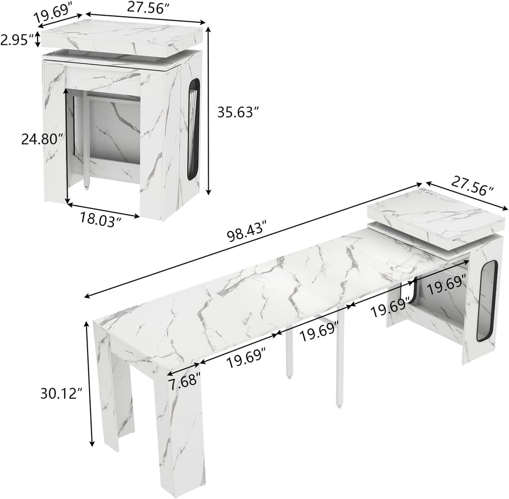 Extendable Dining Table with Charging Station, Convertible Folding Console Ta...