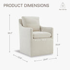 Upholstered Dining Chairs with Casters, No Assembly Modern Accent Armchair with Rollers for Dining Room, Bedroom, Living Room, Reading Room, Already Assembled, Beige, 4 Box