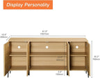 WAMPAT 61.6" TV Stand Cabinets for TVs up to 70 Inches, Entertainment Center with Storage Cabinets and 4 Doors, Mid Century Modern Media TV Console Table for Living Room Bedroom, Oak