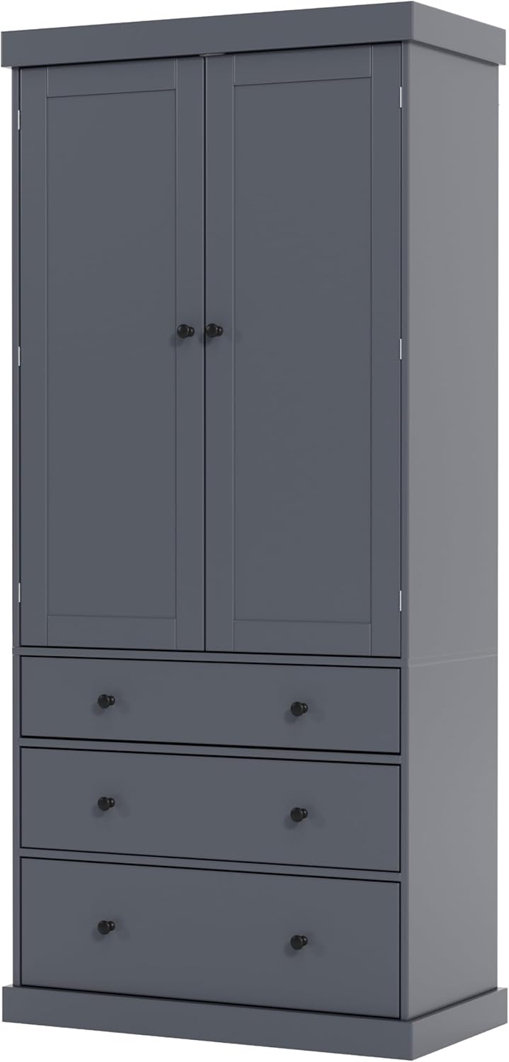 Farmhouse Tall Kitchen Pantry Cabinet with Adjustable Shelves, Freestanding W...