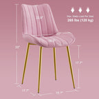 VECELO Dining Chairs Set of 4, Velvet Fabric & Metal Frame, Mordern Style for Kitchen, Living Room,Offcie, Pink
