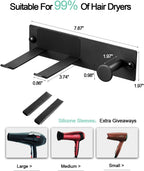 Hair Dryer Holder Wall Mount Matte Black Hair Dryer Holder for Bathroom Cabinet SUS 304 Stainless Steel Blow Dryer Holder Compatible with Dyson Hair Dryers