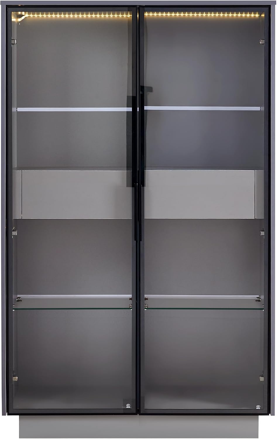 roomfitters 60.6'' Display Cabinet with Glass Doors, Freestanding Pan...