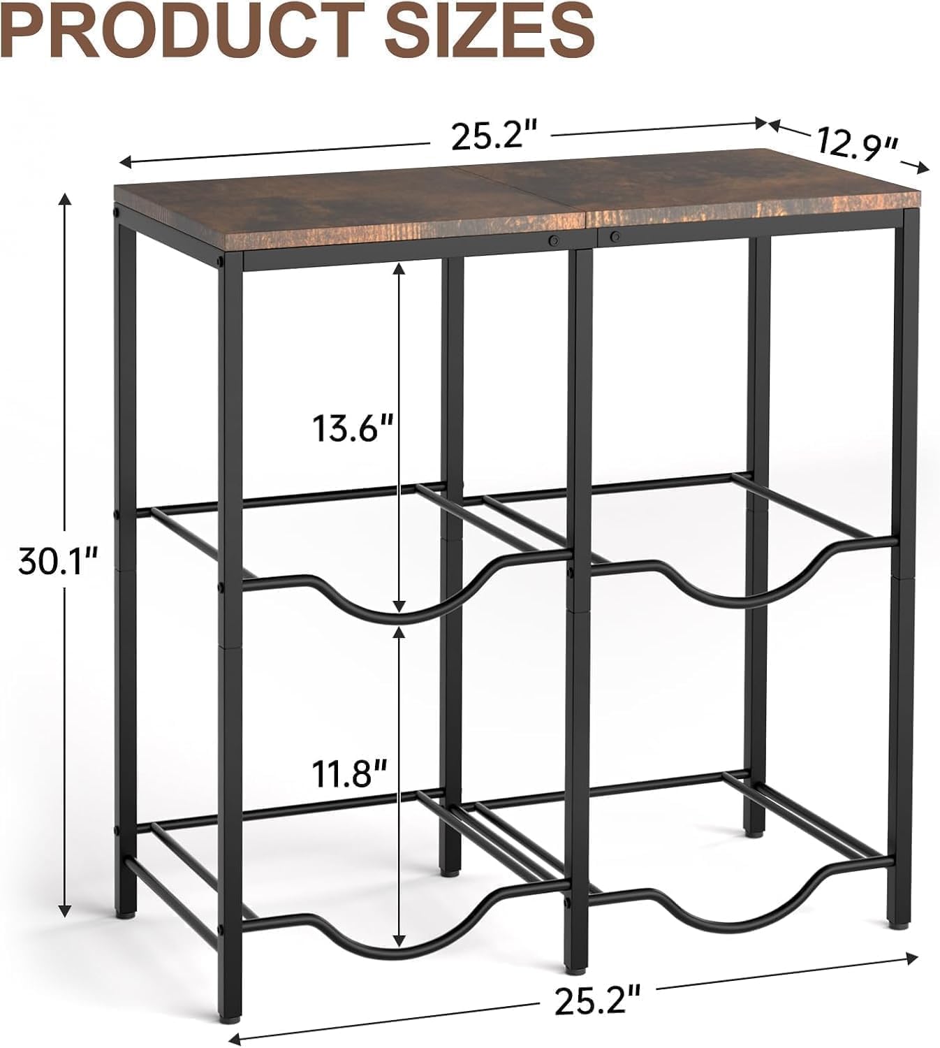 Klvied 2-Tier Water Jug Rack, 5 Gal, Wood Top | Heavy duty steel, wooden top shelf, for kitchen, break room, office, holds 5 gal bottles