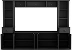 Ball & Cast TV Stand with Cabinets for TVs up to 75",Wall Unit Entertainment Center with Storage and Open Shelves,Modern Media TV Console with 2 Drawers for Living Room,Black