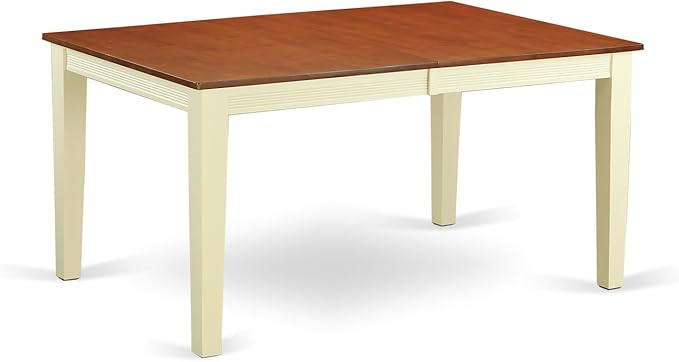 East West Furniture QUAN7-WHI-W 7 Piece Dining Table Set Consist of a Rectangle Dinner Table with Butterfly Leaf and 6 Dining Room Chairs, 40x78 Inch, Buttermilk & Cherry
