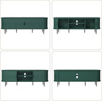 ARTPOWER 70" Modern TV Stand with Tambour Door for TVs up to 80", Entertainment Center with Storage, Fluted Television Consoles for Home, Living Room, Green
