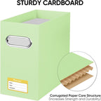 BALEINE File Organizer Box, Cardboard File Folder Organizer with Handle for Letter Size, Portable Collapsible Hanging Filing Box for Home Office Document Storage (2 Pack, Green)