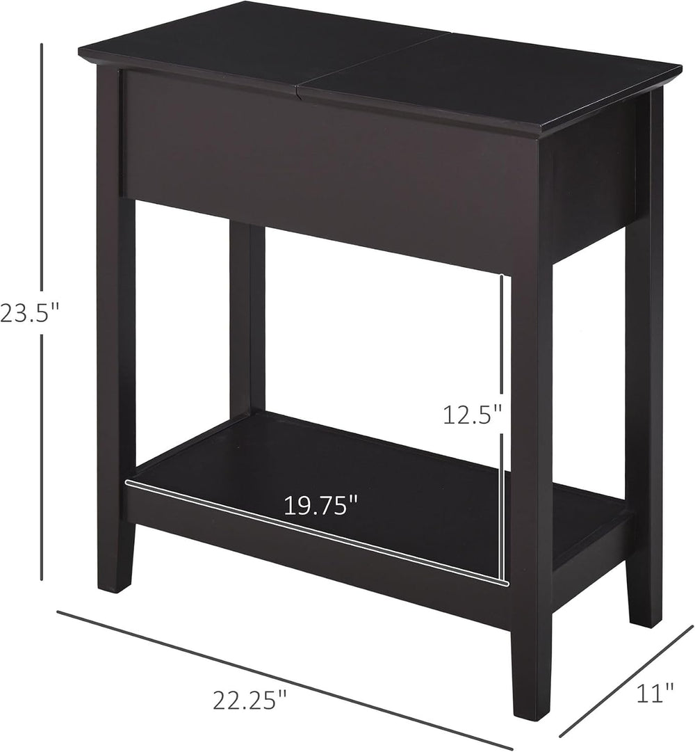 Hinge Cabinet End Table 24x18x30 possessing Bottom Shelf Durable Base Coffee ...