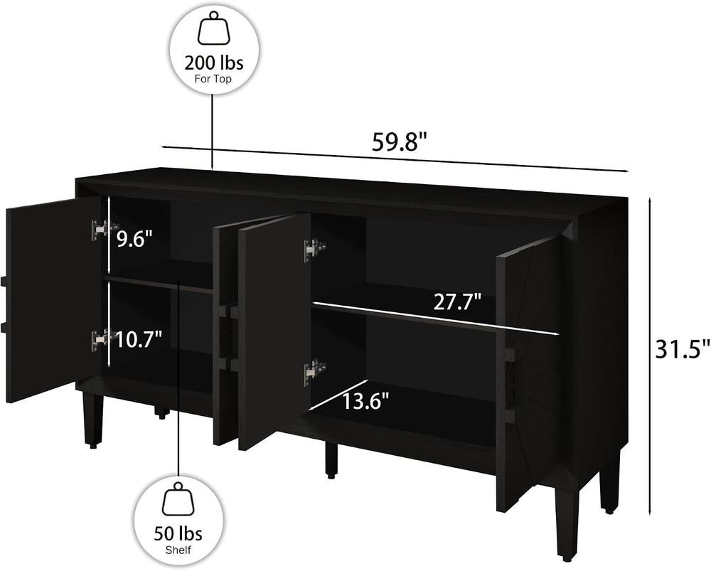 Farmhouse Storage Cabinet, Heavy-Duty TV Stand with Adjustable Shelves, Pantr...