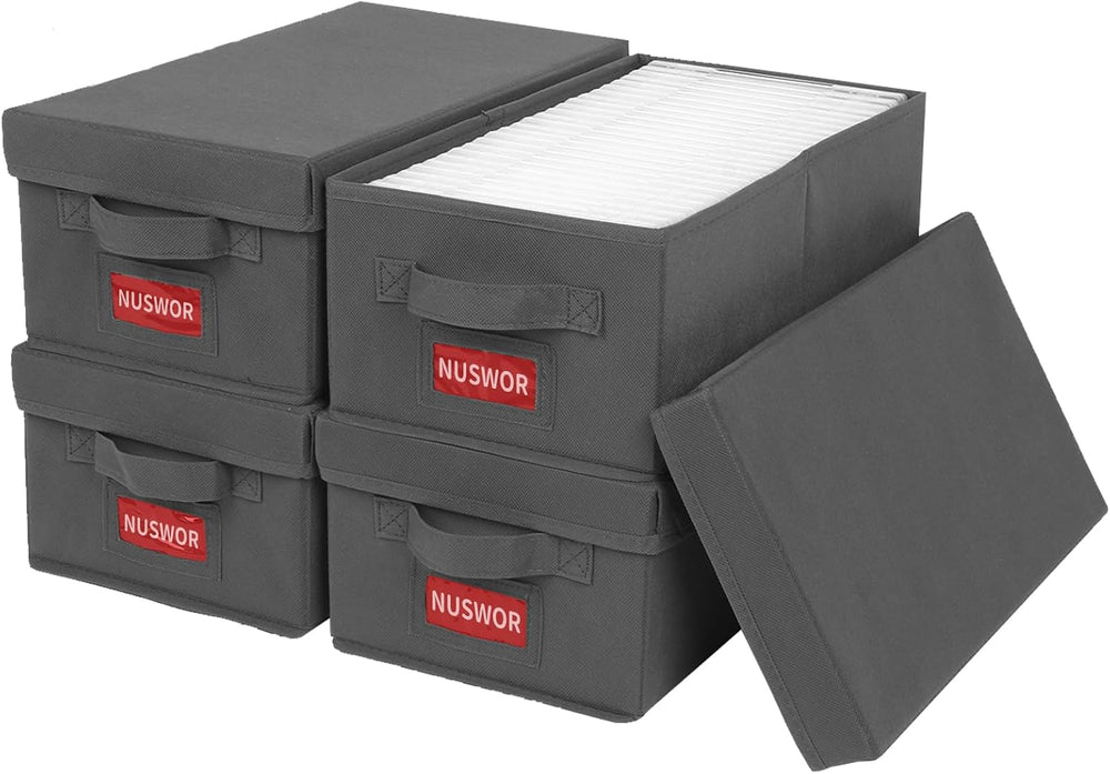 NUSWOR DVD Storage Box - DVD Storage Solutions 4Pack- Grey | Stackable DVD Ca...