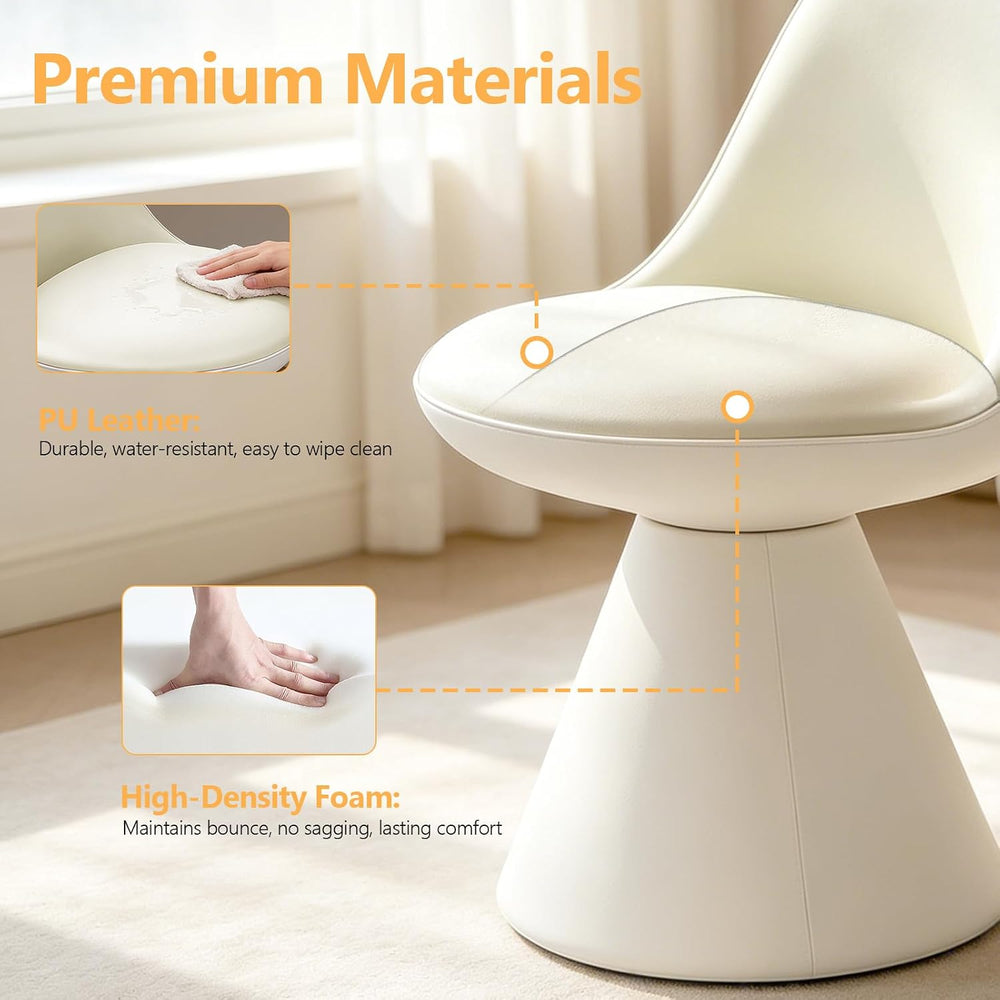 Swivel Vanity Chair, Multifunctional Upholstered Ottoman Foot Stool Leather w...