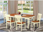 East West Furniture DOPL7-WHI-W 7 Piece Dining Table Set Consist of a Rectangle Dining Room Table with Butterfly Leaf and 6 Wood Seat Chairs, 42x78 Inch, Buttermilk & Cherry