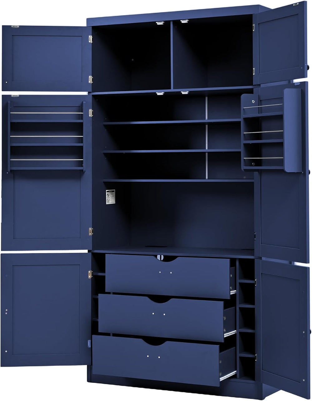 80.1'' Tall Freestanding Kitchen Pantry,Large Shake Style Storage Cab...