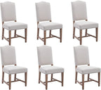 EALSON Farmhouse Dining Chairs Set of 6 with Wood Legs and Padded High Backs in Beige Linen