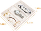 SANQIANWAN Leather Jewelry Organizer Trays Velvet Liner Storage Drawer Display Case Stackable Trays for Necklace,Rings and Earring (Pearl3)