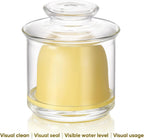 Butter Crock, Elegant Crystal Glass French Butter Dish for Fresh Spreadable Butter, Butter Keeper, Glass Butter Keeper to Leave On Counter, Transparent