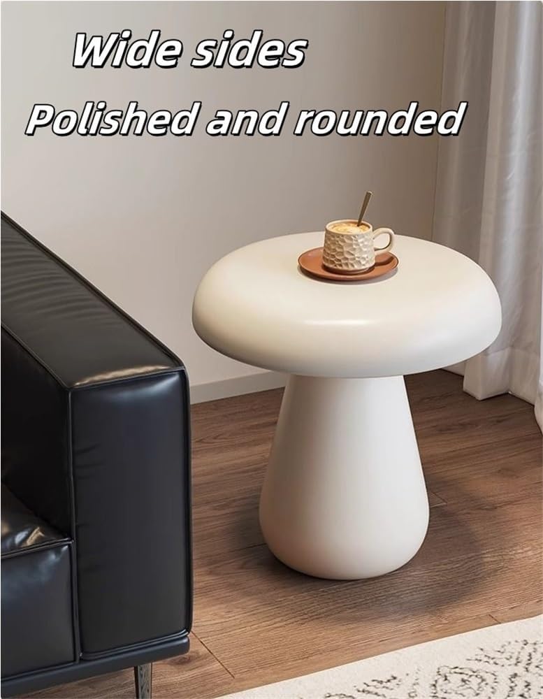 Modern Mushroom Round Side Table - Stylish Wood End Table for Living Room, Be...