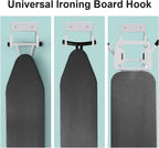 Ironing Board Hanger Wall Mount Ironing Board Holder Organizer Wall Rack for Laundry Rooms Storage Rack Hanging Shelf Hanger (White)
