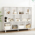 IOTXY Open Cube Low Bookcase - 3-Tier Freestanding Storage Display Cabinet Organizer with Legs for Home Office, 11-Cubes Open Shelf Short Bookshelf, White