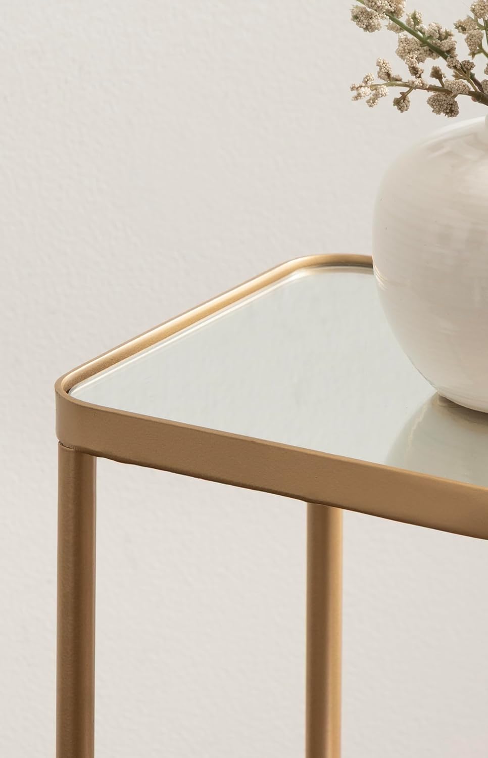 Kate and Laurel Trubey Modern Mirrored Rectangle Narrow Side Table, 16 x 8 x ...