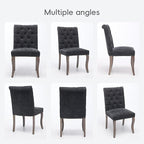 Upholstered Tufted Chenille Dining Side Chairs, Armless Nailhead Trim Chairs with Solid Wood Legs, Modern Farmhouse Chairs for Dining Room, Kitchen & Living Room (Set of 6, Charcoal Gray)