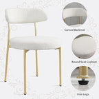 3-Pieces 31.5" Round Dining Table Set for 2, White Dining Table & Boucle Upholstered Dining Chairs Set of 2 for Kitchen Dining Room Apartment Small Space(White-Gold Leg Chair)