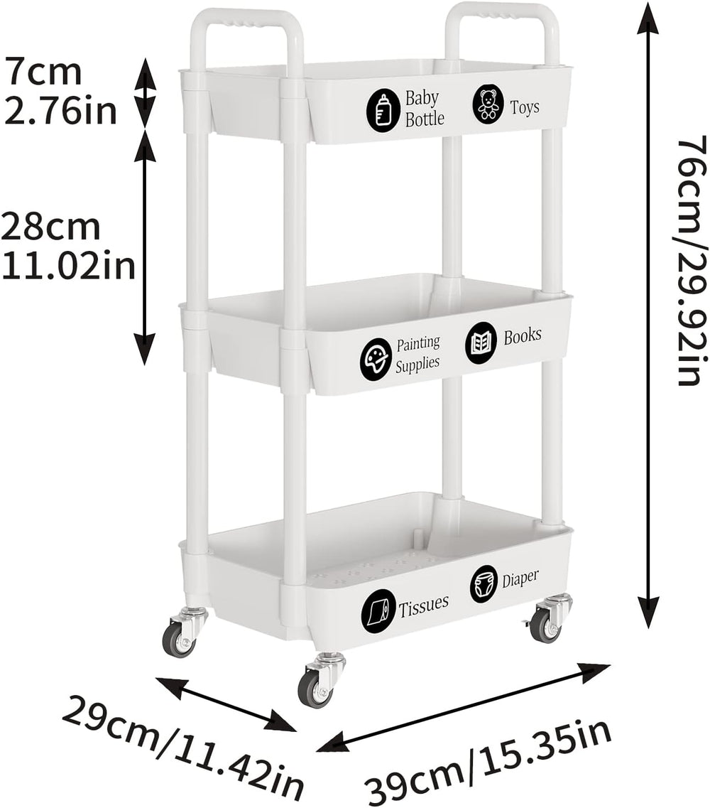 Laiensia 3-Tier Rolling Cart with Wheels,Multifunction Utility Storage Carts,...