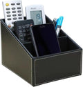 AgentMoon Classic Remote Control Holder,Professional Slope Design Imitation Suede Fabric Storage Box,3-Compartment Desk Clutter Organizing Box.6.3x5.1x5.2 inches,10.8oz/308g(Black 1PCS)