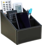 AgentMoon Classic Remote Control Holder,Professional Slope Design Imitation Suede Fabric Storage Box,3-Compartment Desk Clutter Organizing Box.6.3x5.1x5.2 inches,10.8oz/308g(Black 1PCS)