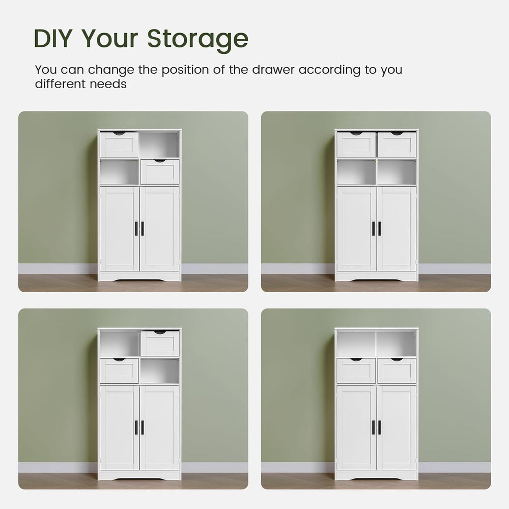 Iwell Bathroom Storage Cabinet with 2 Drawers, Small Kitchen Pantry Cabinet