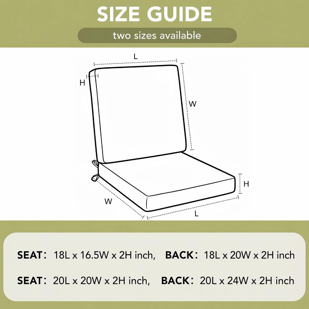 Outdoor Chair Cushions 20x20, Water-Resistant & Fade-Resistant, Patio Fur...