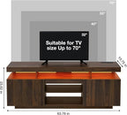 HOMMPA 70 Inch LED TV Stand with Power Outlets for 70/65/60/55 inch TV Gaming Entertainment Center with Storage Modern Industrial TV Cabinet Media Console for Living Room Bedroom Walnut