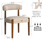 VKNOW Wooden Dining Chairs Set of 2, Modern Upholstered Dining Room Chairs with Walnut Wood Legs and Curved Backrest, Fabric Kitchen Chairs for Farmhouse/Living Room/Dining Room, Beige