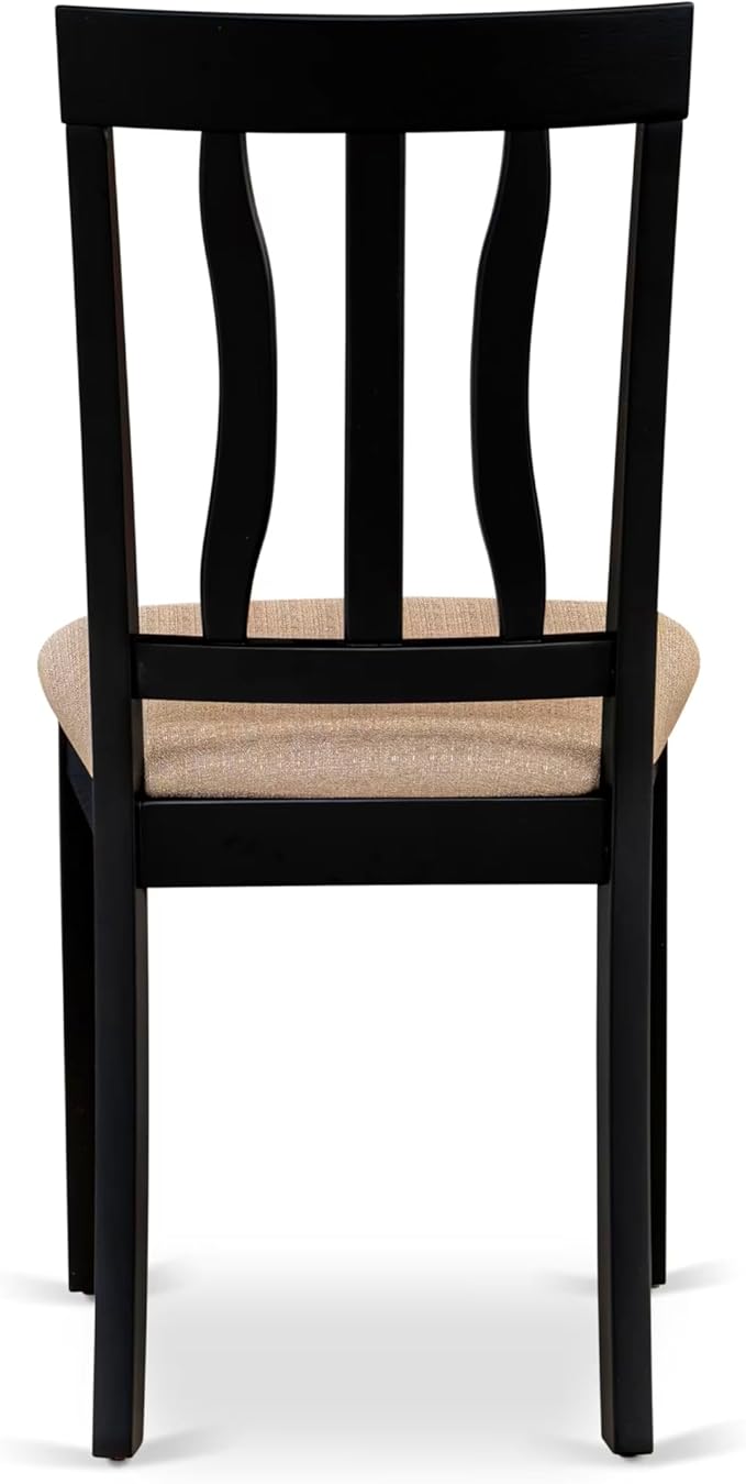 East West Furniture LGAN7-BCH-C 7 Piece Dining Table Set Consist of a Rectangle Wooden Table with Butterfly Leaf and 6 Linen Fabric Dining Room Chairs, 42x84 Inch, Black & Cherry