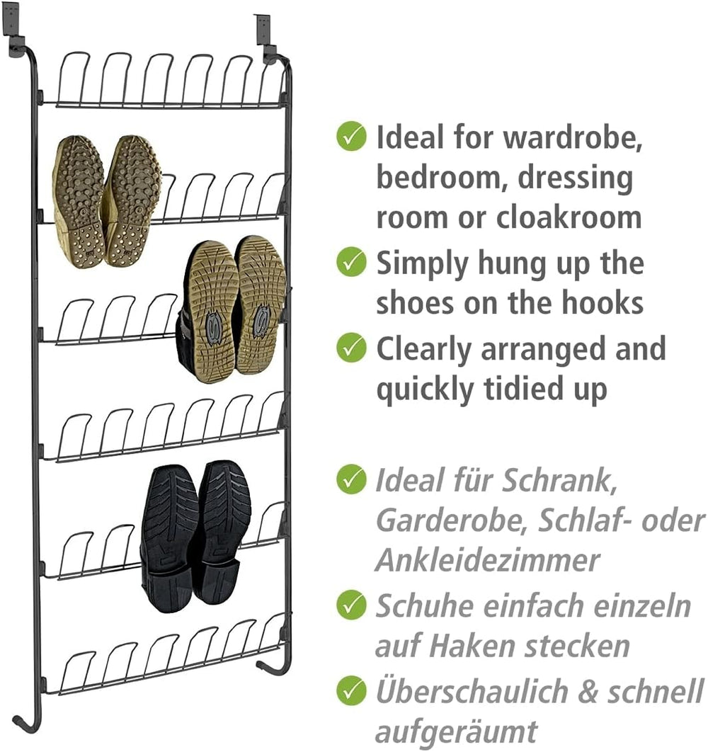 Wenko 18 Pairs Black Shoe Rack, 59 x 151 x 14 cm