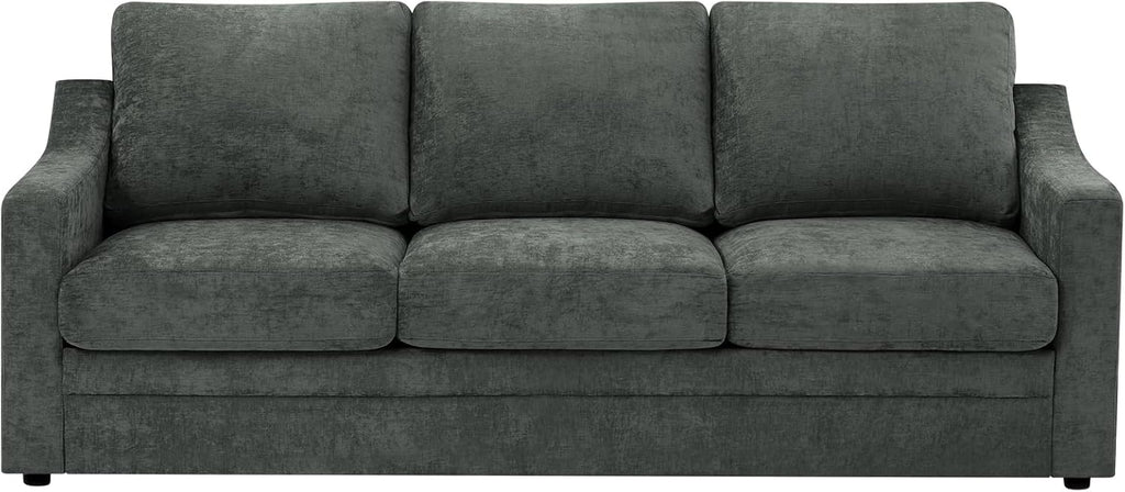 83” Chenille 3 Seats Sofa w/Comfortable Back Cushions, Grey | Modern Couch w/Deep Seat Space, Upholstered 8 Seater Sofa w/High Resiliency Foam for Living Room