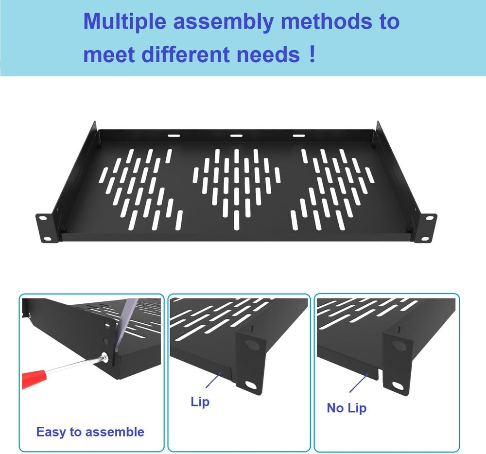 Beiyier 2PCS 1U Universal Server Rack Shelf, 10" Deep Vented Cantilever ...