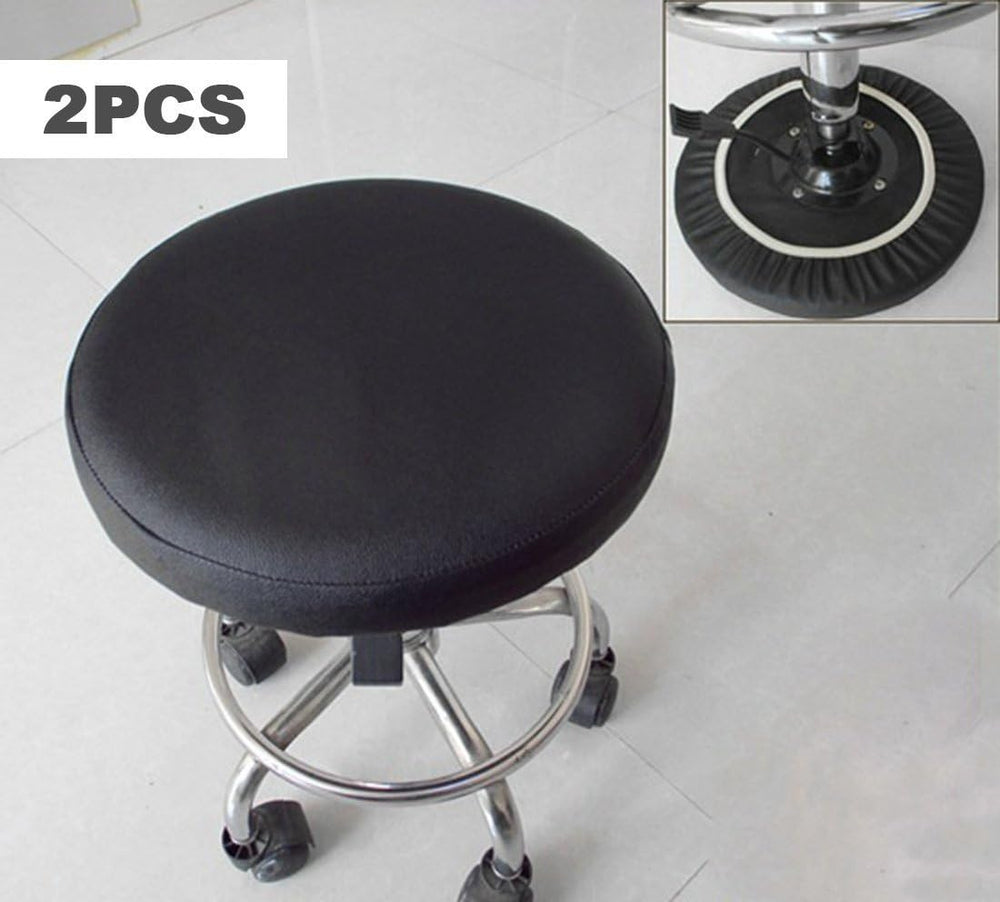 Sigmat 2 Pack Waterproof PU Bar Stool Cover Anti-Slip Round Seat Cover 19.5 I...