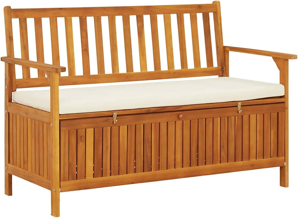 Gecheer Storage Bench Rustic Solid Acacia Wood 120x63x84 cm for Garden Outdoo...
