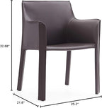 Manhattan Comfort Vogue Modern Faux Leather Dining Chairs, Metal Frame, Comfortable Padded Seat, Fully Assembled Armchair Accent Furniture, Set of 1, Grey