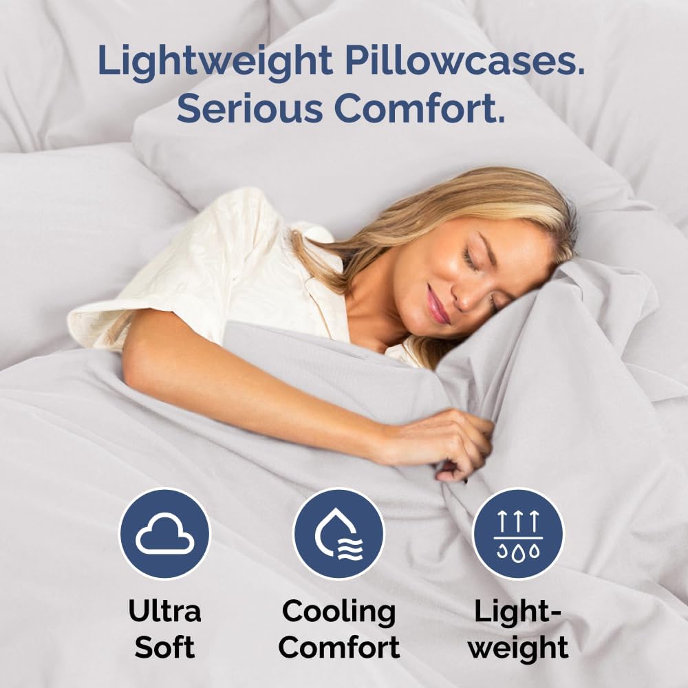 Queen Pillow Cases - 2 Pack - Super Soft Pillowcase Covers - Envelope Enclosure - Hotel Quality Pillow Protectors - Wrinkle Free, Shrink & Stain Resistant - Machine Washable - 20" x 30" (French Grey)