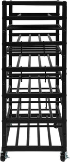 5-Tier Spray Paint Rack Organizer, Rolling Spray Bottle Holder with Storage Shelf, Metal Spray Paint Can Storage Holder, Aerosol Can Holder Rack for Garage, Craft Workroom (Black)