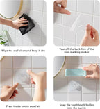 5 Slots Toothbrush Holder Wall Mount with Cover, Self Adhesive Toothbrushes Storage Organizer Perfect for Dorm Bathrooms and Shower, Holds 5 Toothbrushes. (Blue)