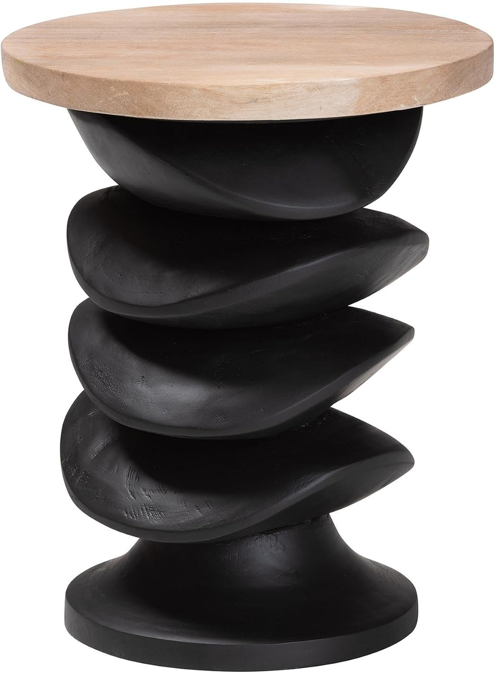 Bali & pari Ziva End Table with Petrified Wood Top - Pedestal Accent Side...